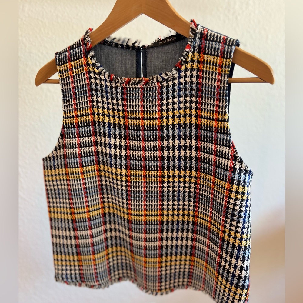 Zara Basic, M, tweed-ish material front panel with cotton denim for he back